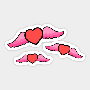 Valentines Day Flying Love Hearts With Wings Sticker